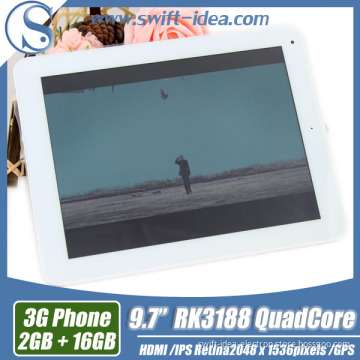 9.7inch 2048*1536px Retina Screen 2GB+16GB Storage Rk3188 Quad Core 3G Built in Tablet Phone (PRQ946T3G)